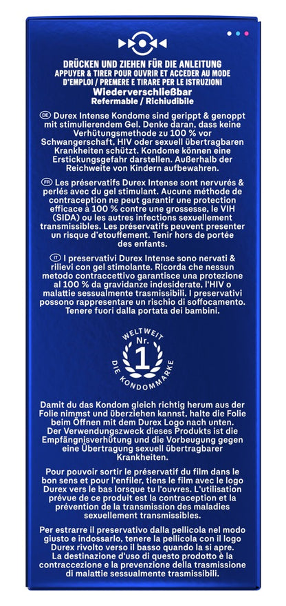 Durex Intense Orgasmic Kondome 10 / 22 Stück | Gerippt Genoppt