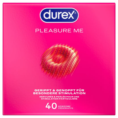 Durex Pleasure Me Kondome 40 Stück, genoppt & gerippt, extra stimulierend