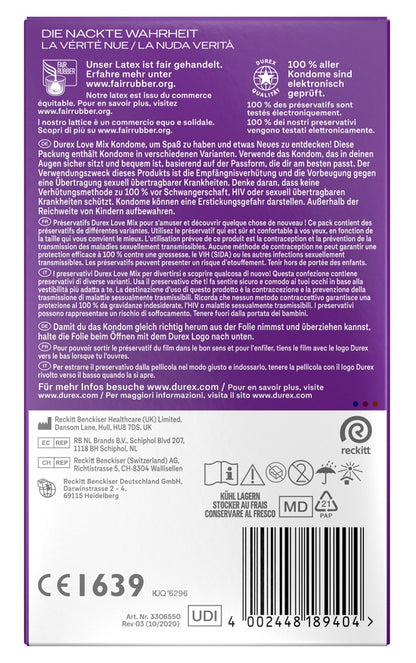 Durex Love Mix 5 Sorten Kondome | Vorteilspack 18 / 40 Stück | Mischpackung