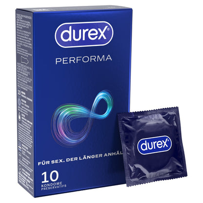 Durex Performa Kondome | Verzögerndes Gel Benzocain | 10 / 40 Stück | Diskret & Sicher