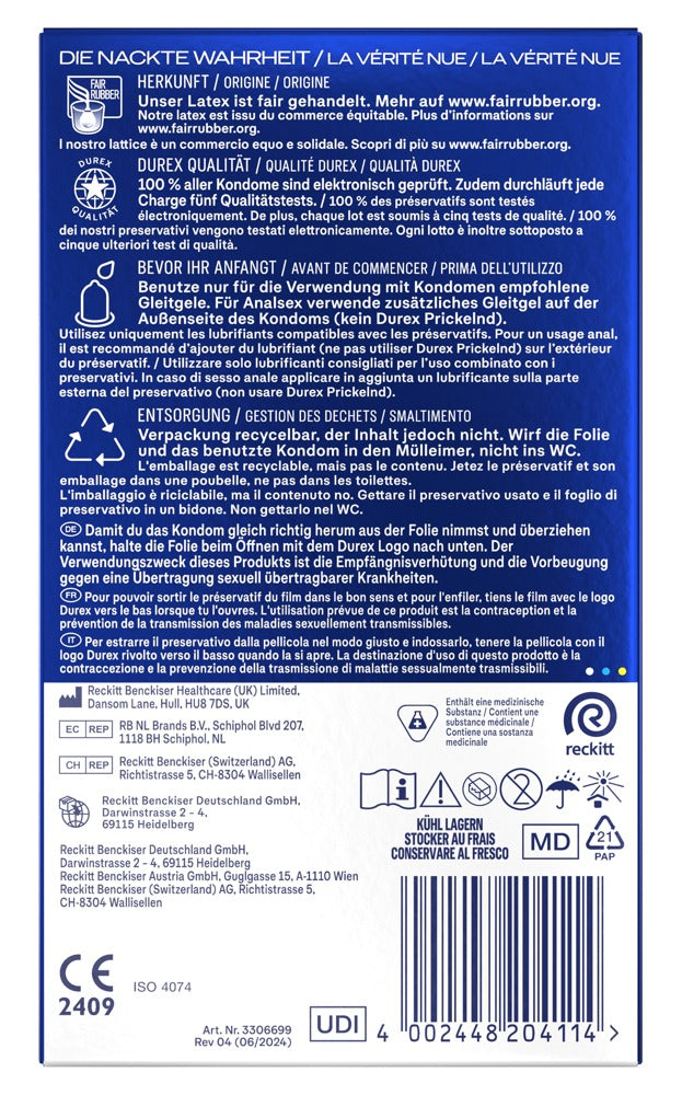 Durex Performa Kondome | Verzögerndes Gel Benzocain | 10 / 40 Stück | Diskret & Sicher