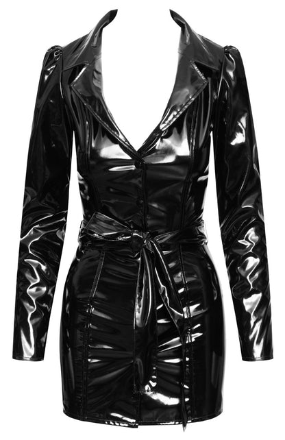 Extra kurzes Kleid aus Lack im Mantel-Styling