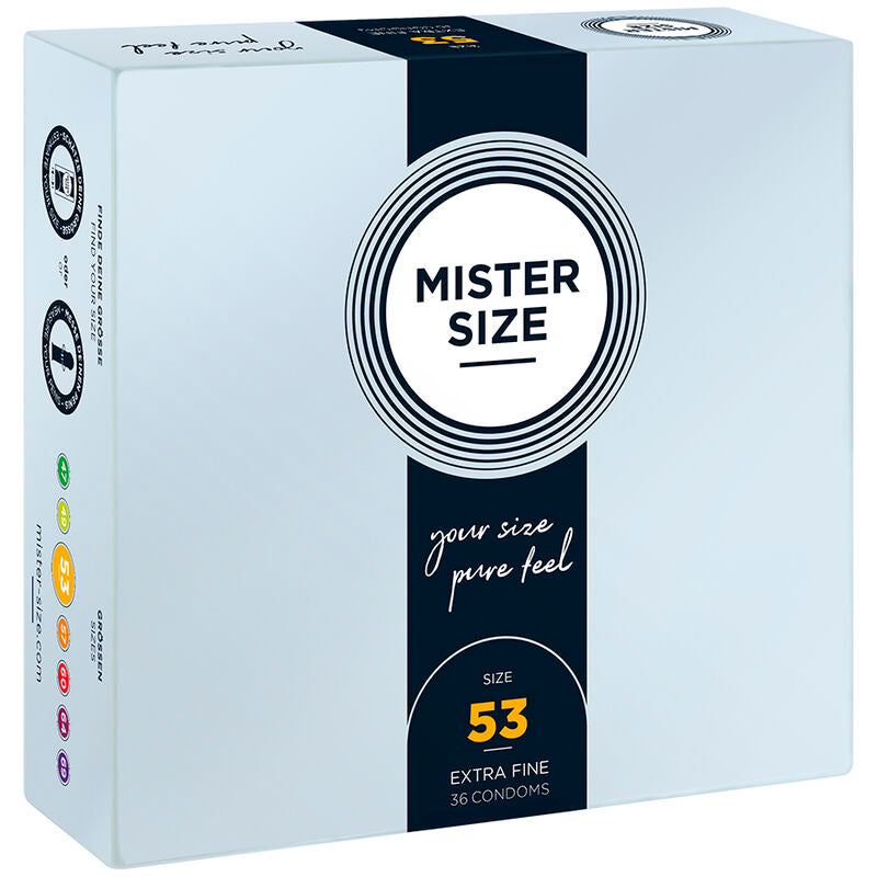 Mister Size Kondome 36Stk Größen 47 49 53 57 60 64 69 mm perfekter Sitz diskret