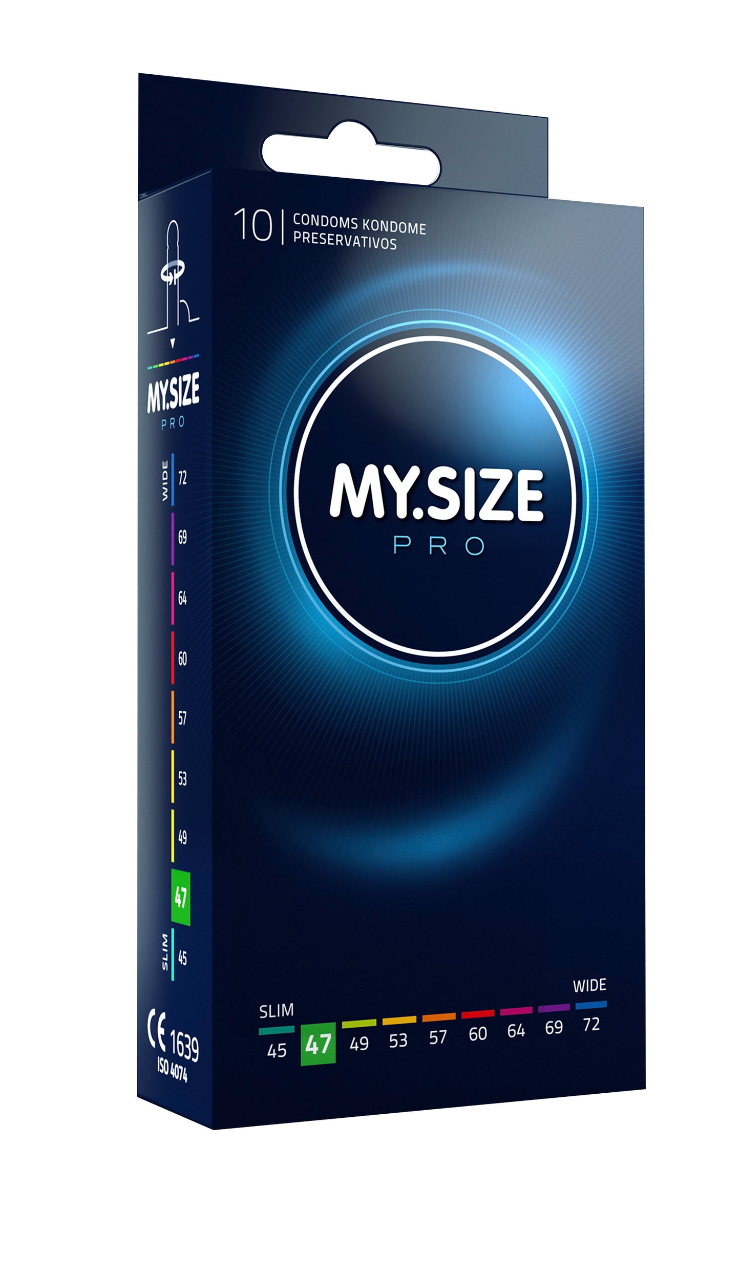 MY.SIZE PRO Kondome 10 Stück Größen 45 47 49 53 57 60 64 69 72 mm diskret