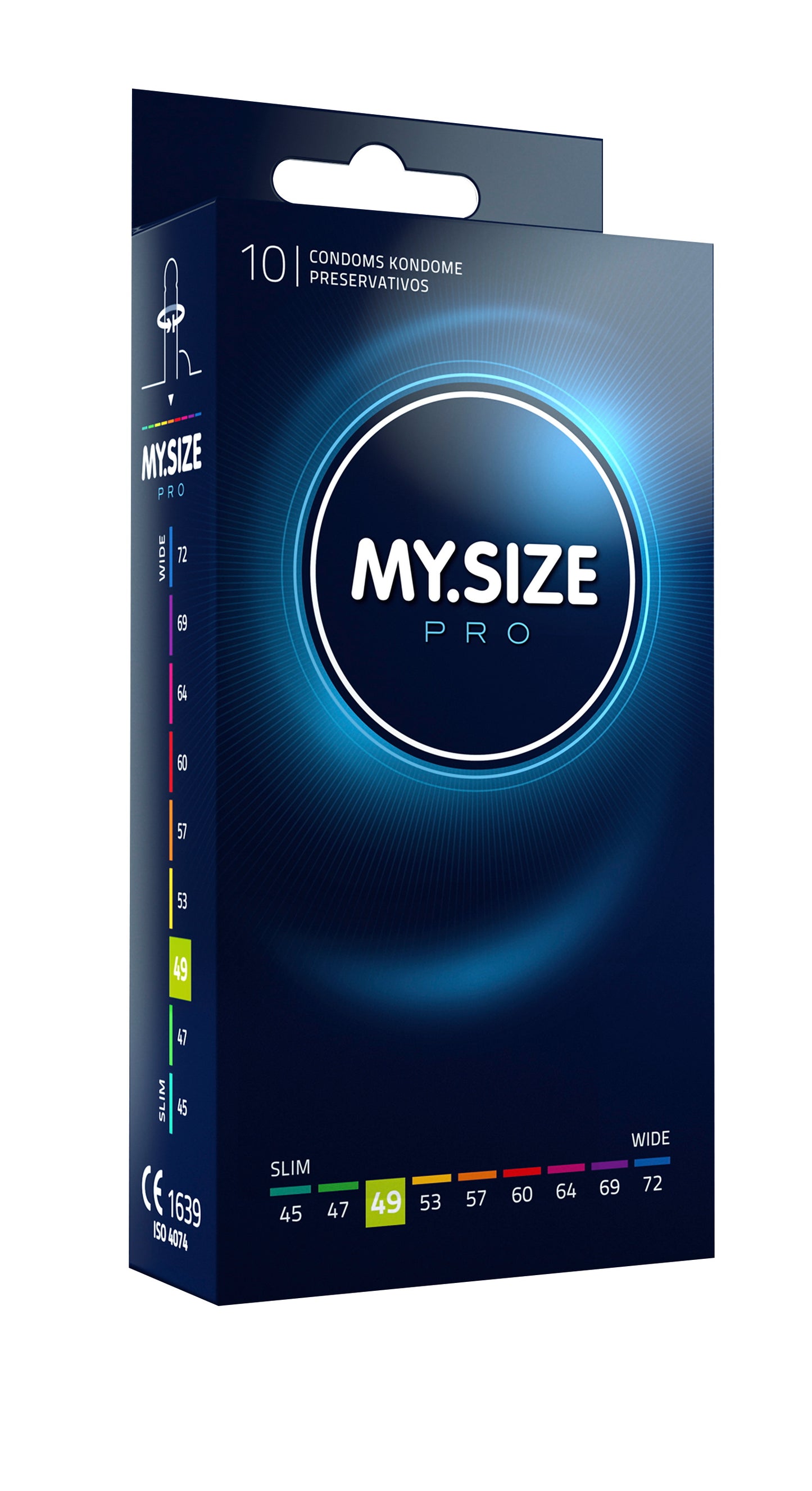 MY.SIZE PRO Kondome 10 Stück Größen 45 47 49 53 57 60 64 69 72 mm diskret