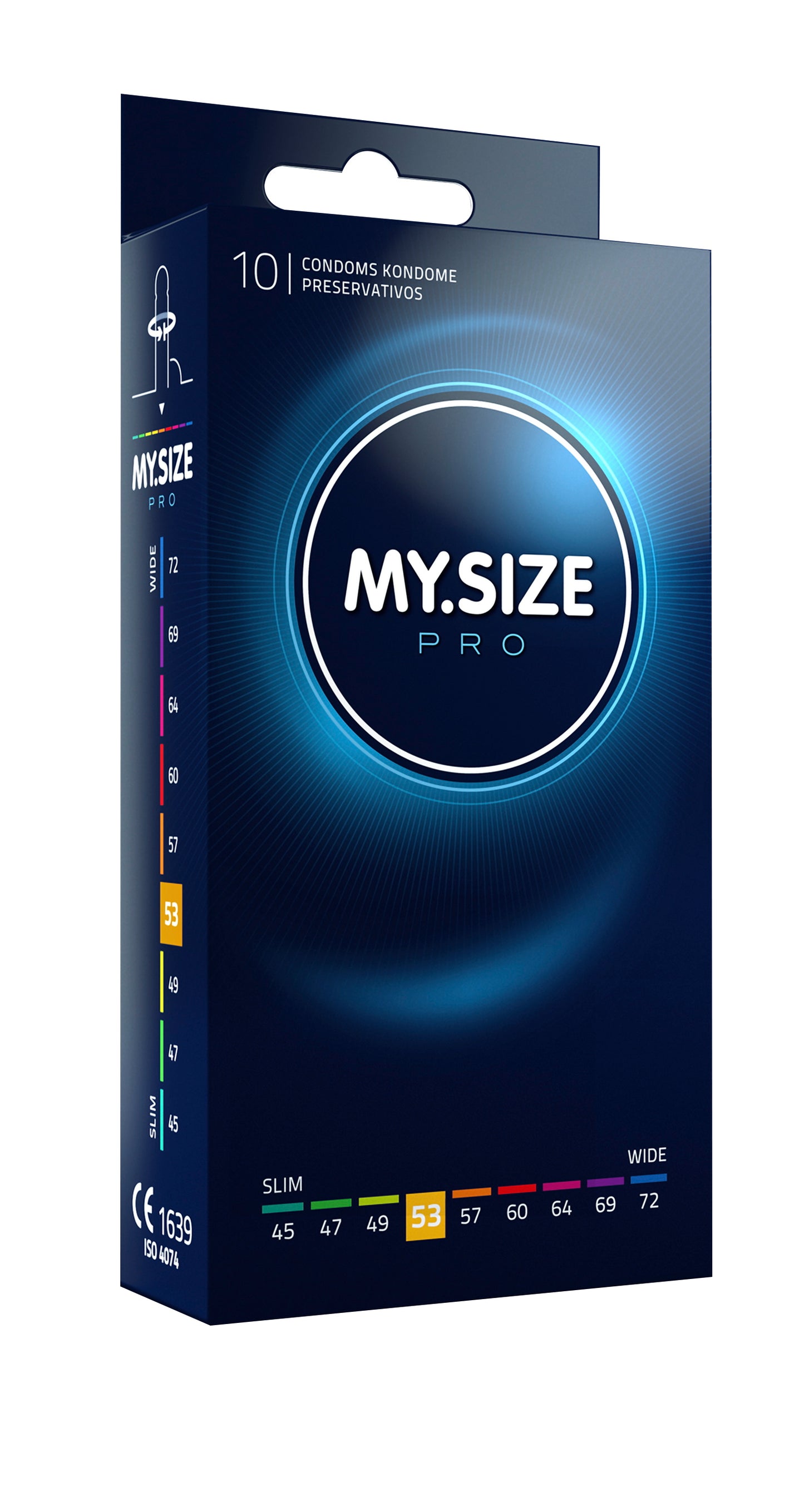 MY.SIZE PRO Kondome 10 Stück Größen 45 47 49 53 57 60 64 69 72 mm diskret