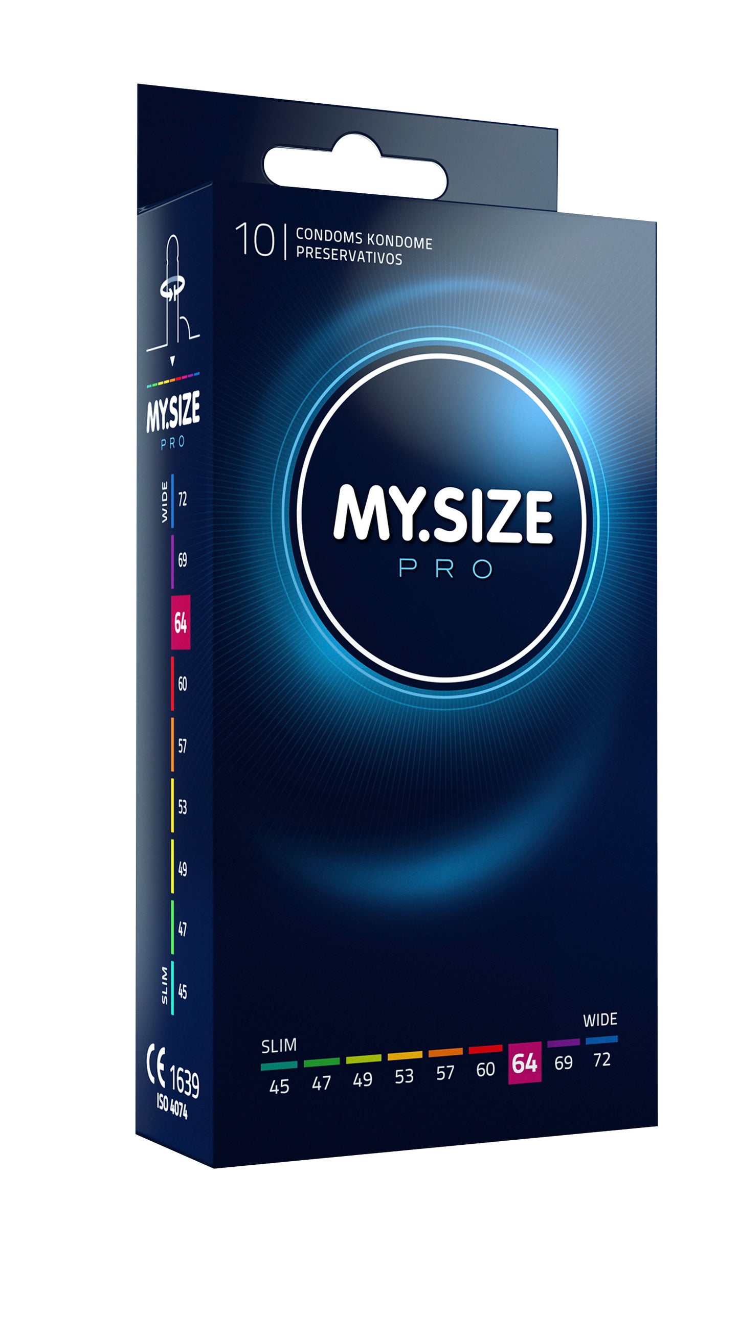 MY.SIZE PRO Kondome 10 Stück Größen 45 47 49 53 57 60 64 69 72 mm diskret