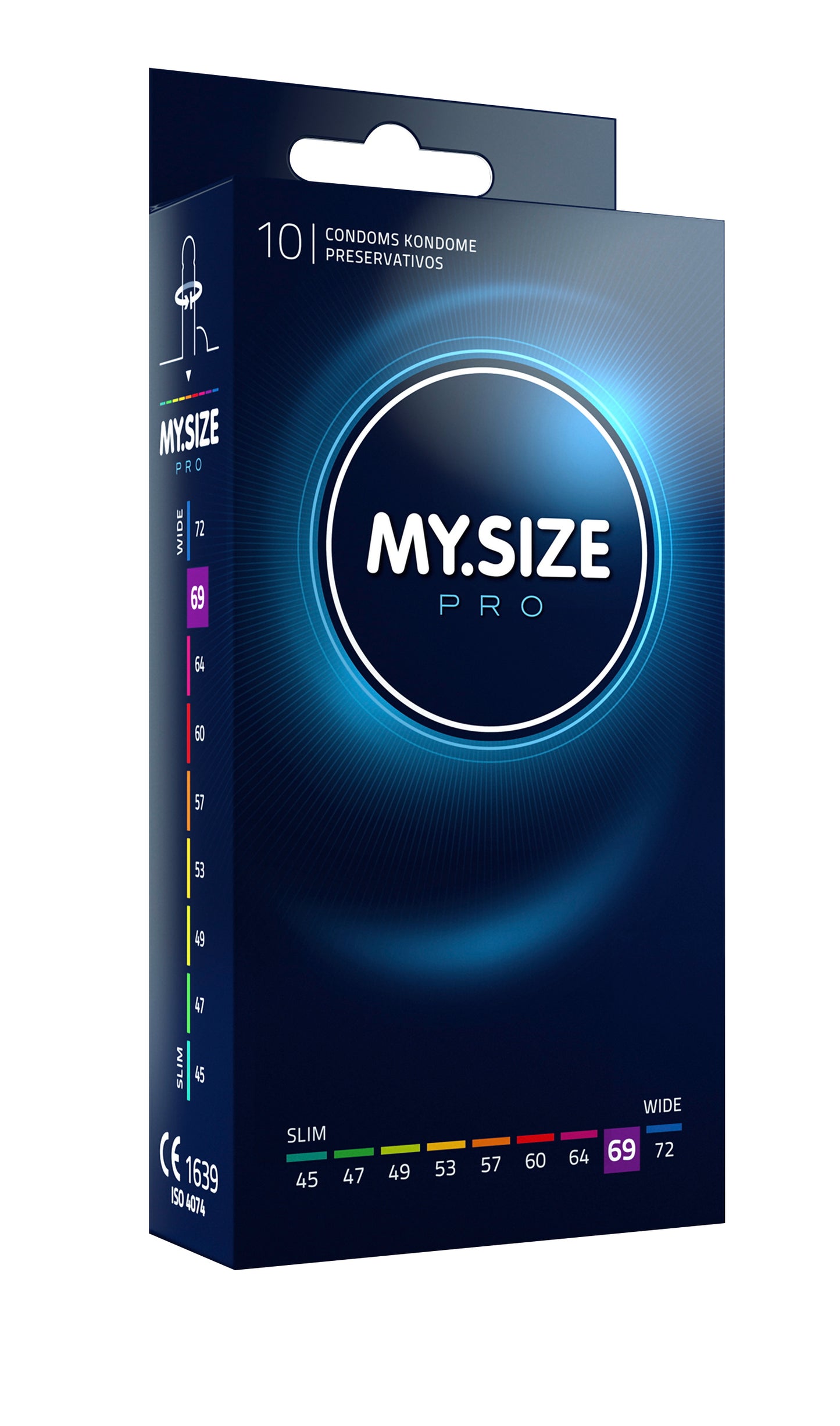MY.SIZE PRO Kondome 10 Stück Größen 45 47 49 53 57 60 64 69 72 mm diskret